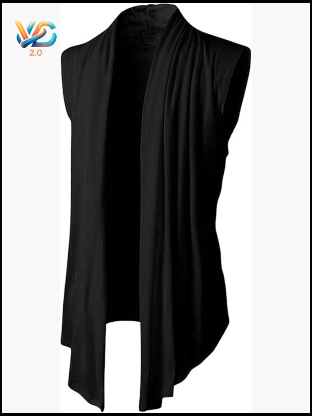 Men's Sleeveless Cardigan Vest Jacket Asymmetrical Hem Open Front
